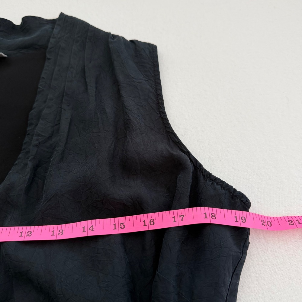 J. Jill 100% Silk Wrap Maxi Dress Crinkle Black Minimalist Goth Old Money S EUC - Picture 10 of 13